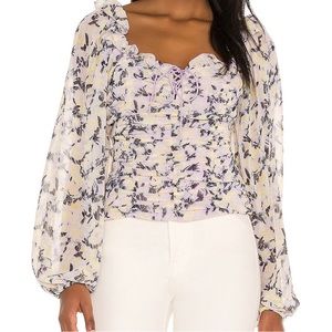 Mabel Printed Free People ruched square neck top small